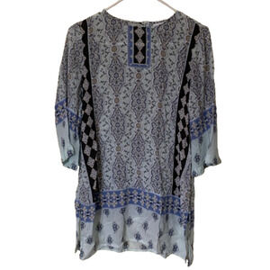 J. Jill Blue Boho Paisley Tunic Blouse Size XS